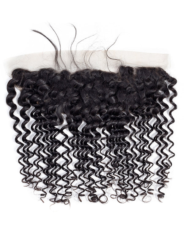 CurlyMe Deep Wave Virgin Human Hair 13x4 Lace Frontal Natural Black
