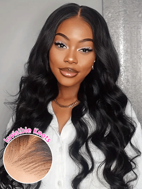 CurlyMe Pre-bleached Body Wave Hair Wear Go Glueless Wig Pre-cut HD Lace Pre-plucked