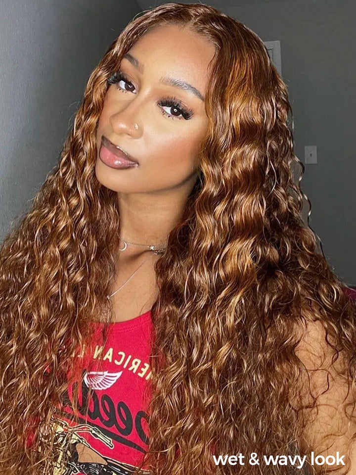 curlyme wear go hd glueless lace highlight color wet & wavy wig