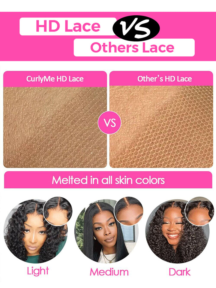 curlyme wear go hd glueless lace vs other lace, super melted in skin