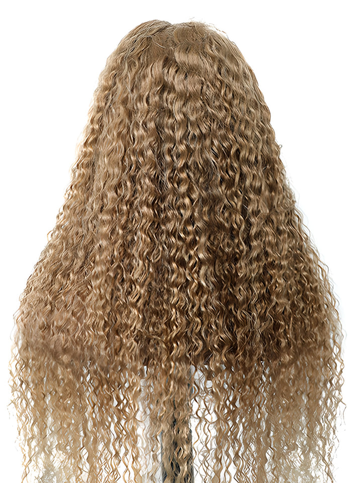 CurlyMe #27 Water Wave Hair 13x4 Lace Front Wigs Pre Plucked Honey Blonde Color Virgin Hair