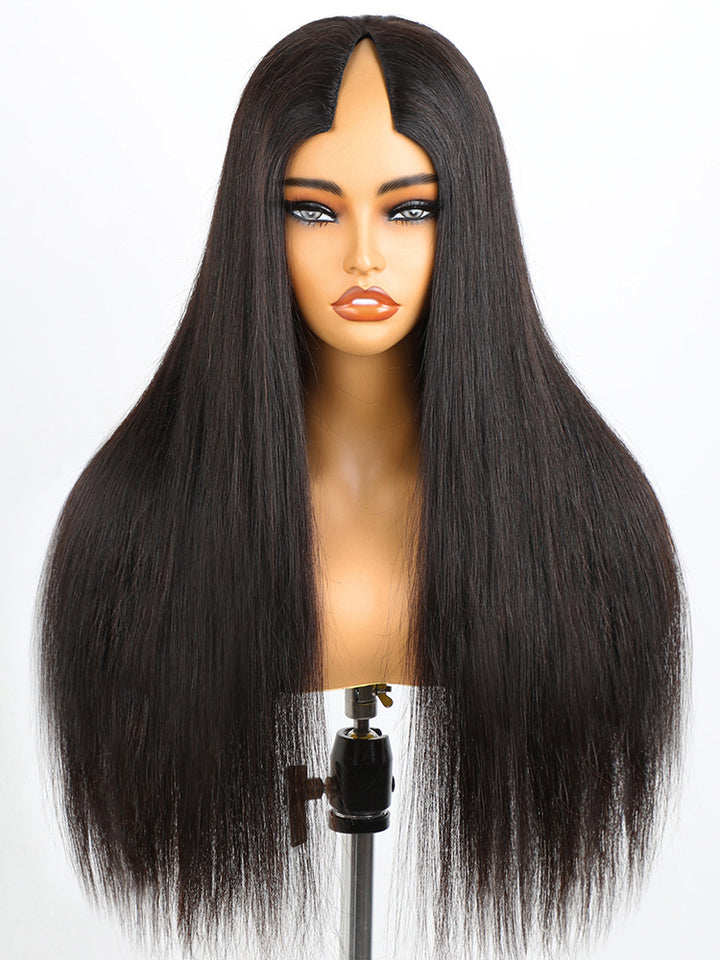 CurlyMe New Super V-part Straight Human Hair Wig Glueless No Lace Wig