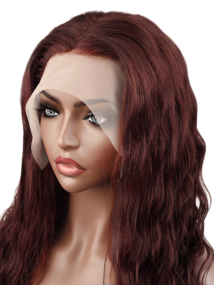 CurlyMe Colored Reddish Brown Lace Front Wigs Body Wave Pre Plucked Wig