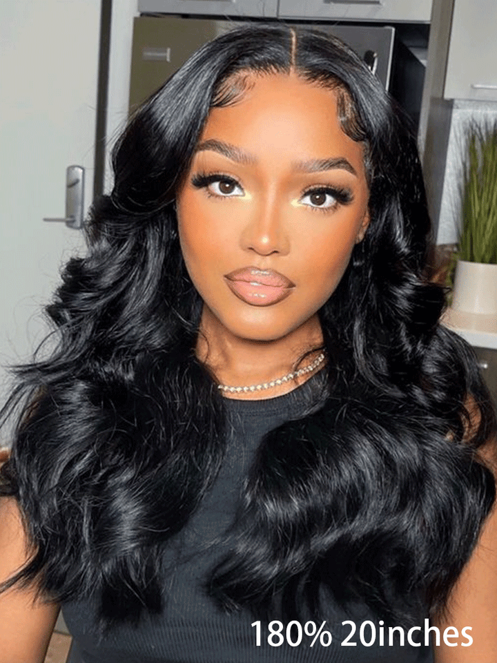 CurlyMe 9x6 HD Lace M-cap Wear Go Glueless Mini Knots Body Wave Hair Pre-cut Lace Front Wig Pre-plucked