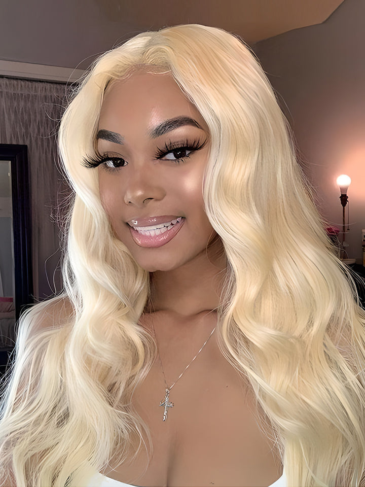 CurlyMe 613 Blonde Human Hair Wig Body Wave Lace Front Wigs Pre Plucked