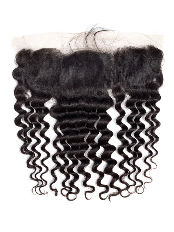 CurlyMe Loose Deep Wave Virgin Human Hair 13x4 Lace Frontal Natural Black