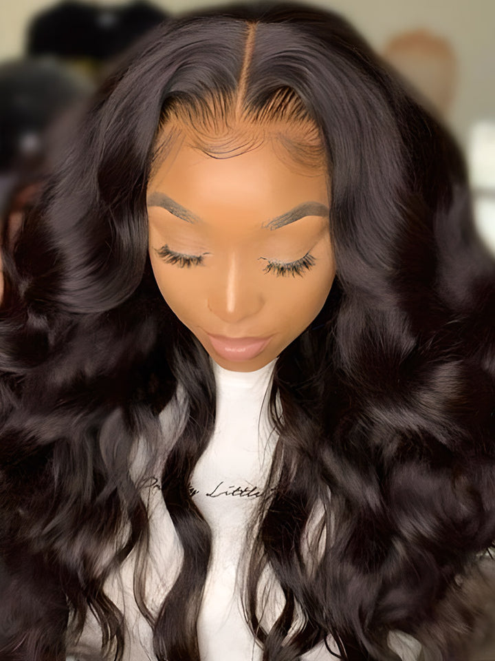 CurlyMe Body Wave Hair 13x4 Swiss HD Lace Front Wigs Pre Plucked
