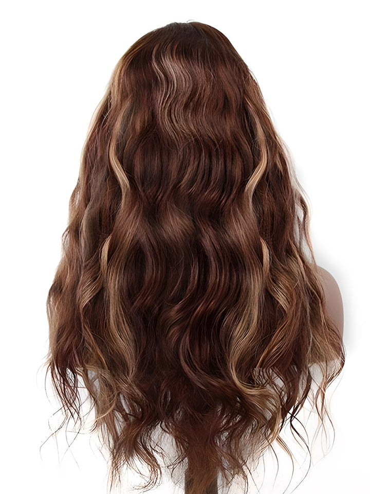 CurlyMe Highlights Ombre Human Hair Wigs Body Wave Transparent Lace Wigs Pre Plucked
