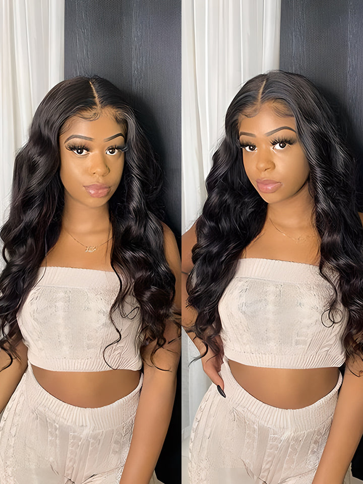 CurlyMe Virgin Human Hair Pre plucked Lace Front Wigs Body Wave Hair