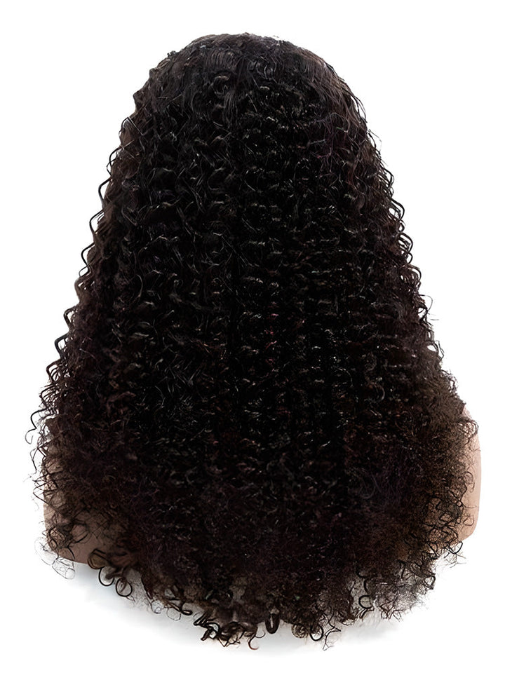 CurlyMe Kinky Curly Lace Closure Wigs Pre Plucked Hairline Natural Black Curly Hair