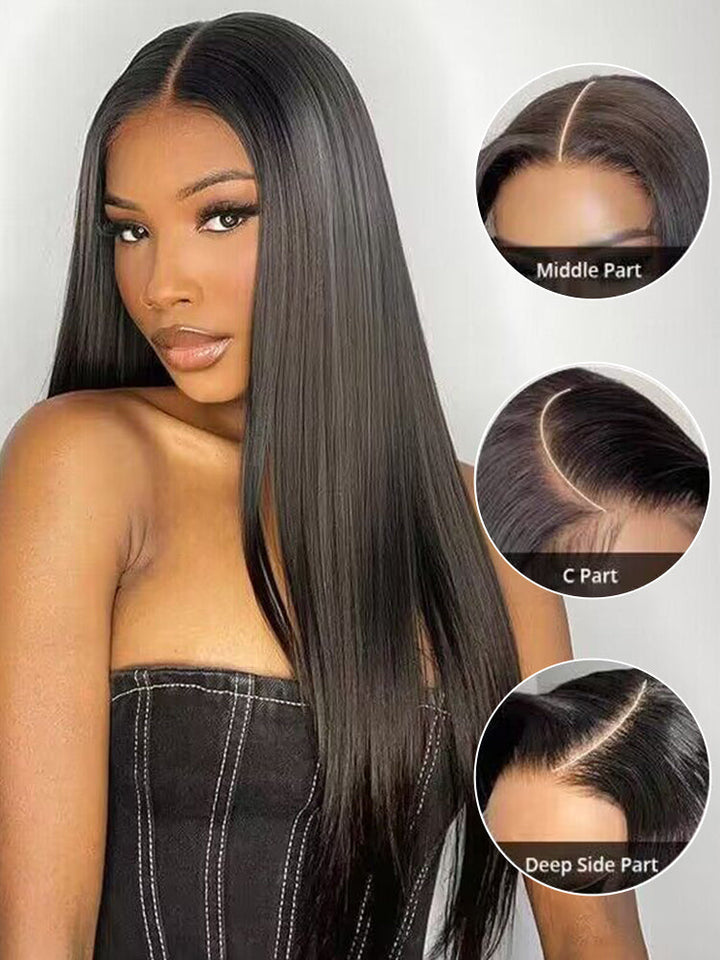 CurlyMe Pre-bleached Straight Hair Wear Go Glueless Wig Pre-cut HD Lace Pre-plucked