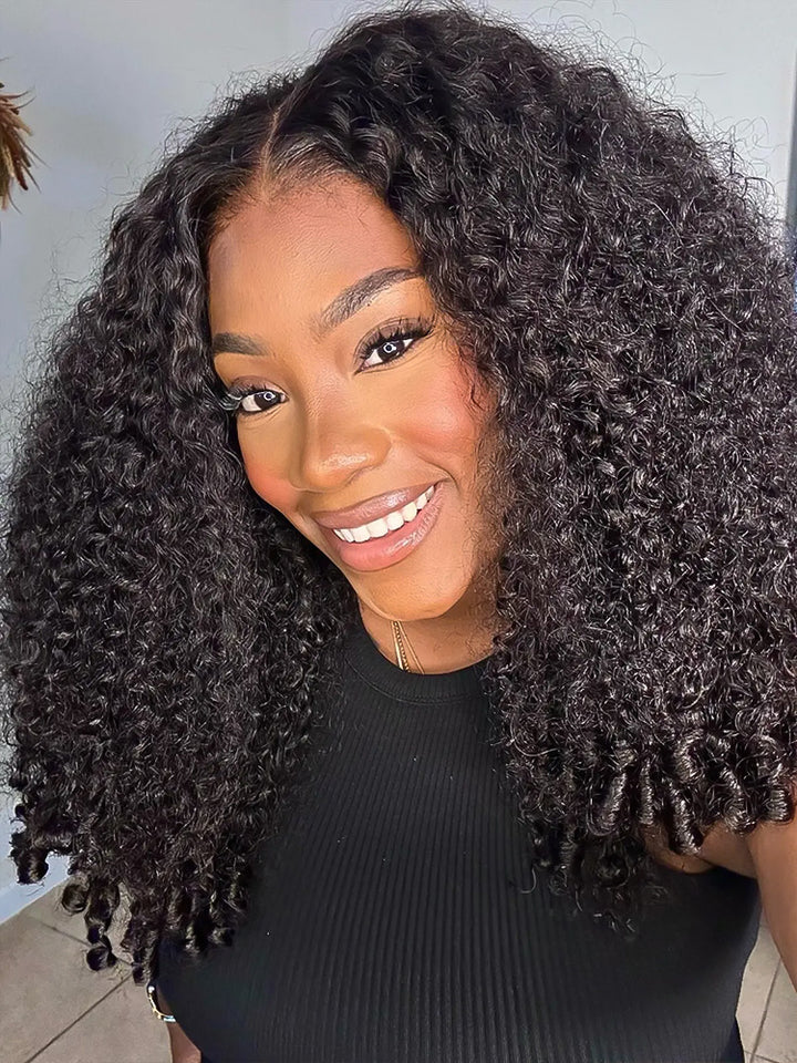 CurlyMe 360 Fit Wig Pre-Bleached Burmese Curly Human Hair Pre-Cut 360 Lace Wear Go Glueless Wig Pre-Plucked