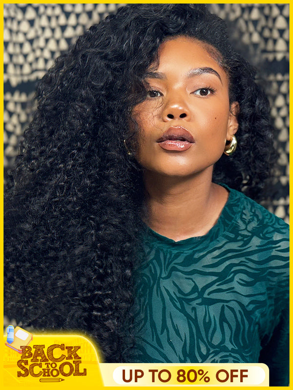 CurlyMe 3 In 1 Half Wig Water Wave Glueless Install Half Wig With Adjustable String Beginner Friendly
