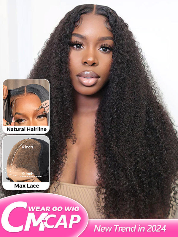 CurlyMe Pre-cut 9x6 Lace M-cap Wear Go Glueless Mini Knots Afro Curly Hair HD Lace Front Wig Pre-plucked