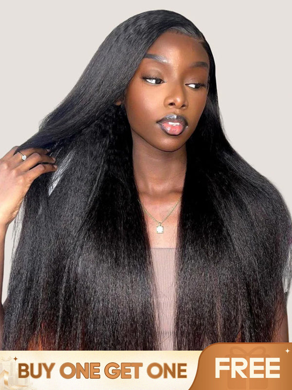 CurlyMe Pre-cut 9x6 Lace M-cap Wear Go Glueless Mini Knots Kinky Straight Hair HD Lace Front Wig Pre-plucked