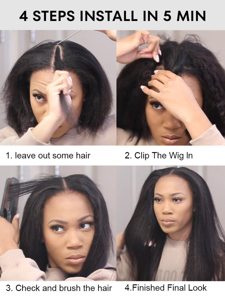 CurlyMe Deep Wave V Part Wig Human Hair Glueless No Lace Wig