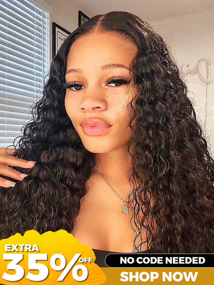 [Clearance Sale] CurlyMe Pre-bleached Deep Wave Wear Go Glueless Wig Pre-cut 6x4 HD Lace Wig Pre-plucked