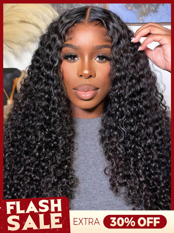 CurlyMe Pre-bleached Knots Wear Go Glueless Wig Pre-cut HD Lace Water Wave Human Hair