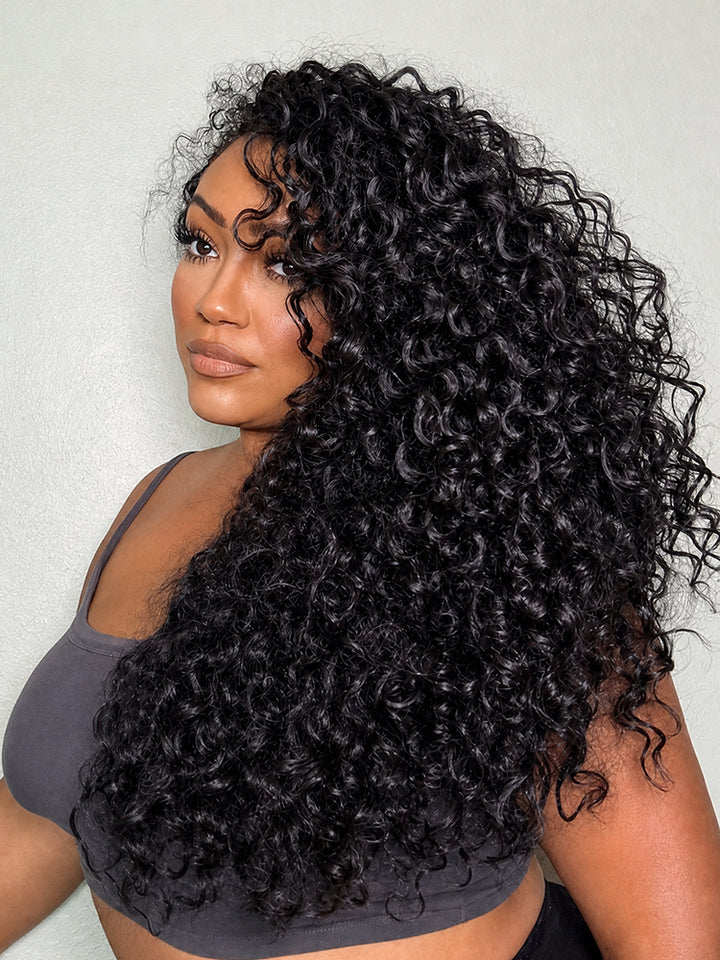3 IN 1 Half Wig Indian Curly Glueless Install Wig With Adjustable ...