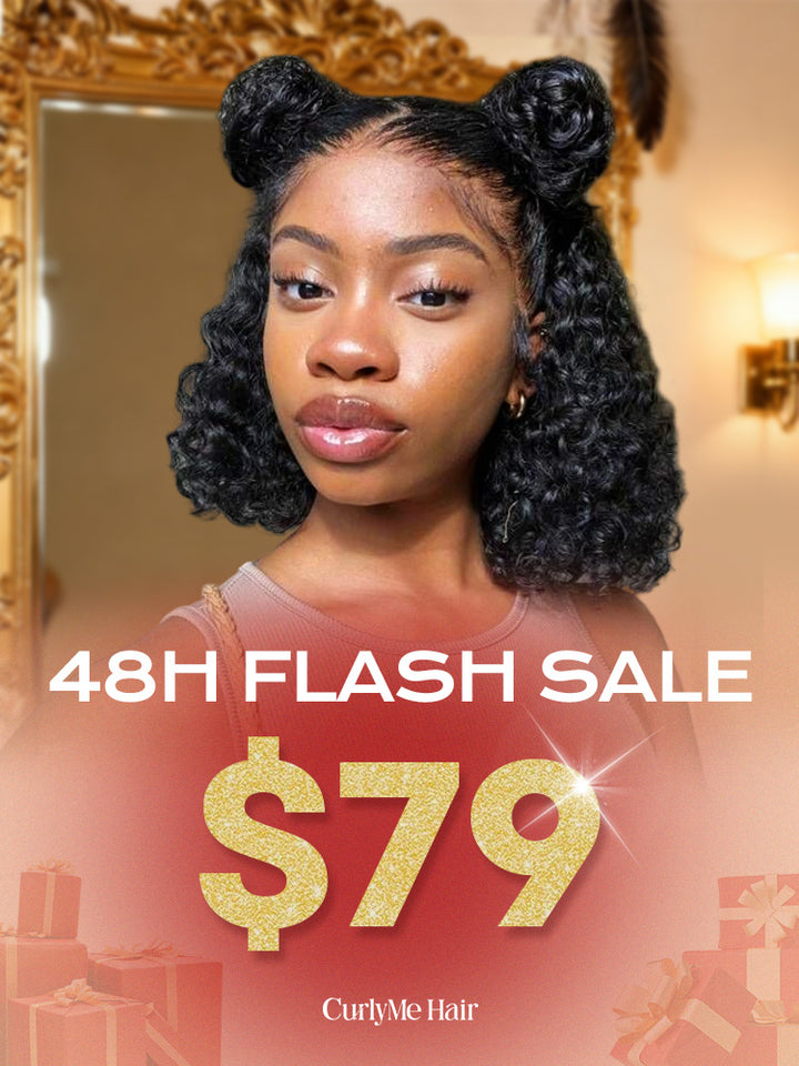 CurlyMe Water Wave Bob Glueless Wig Wear Go 7x5 HD Lace Pre Cut Lace Wig