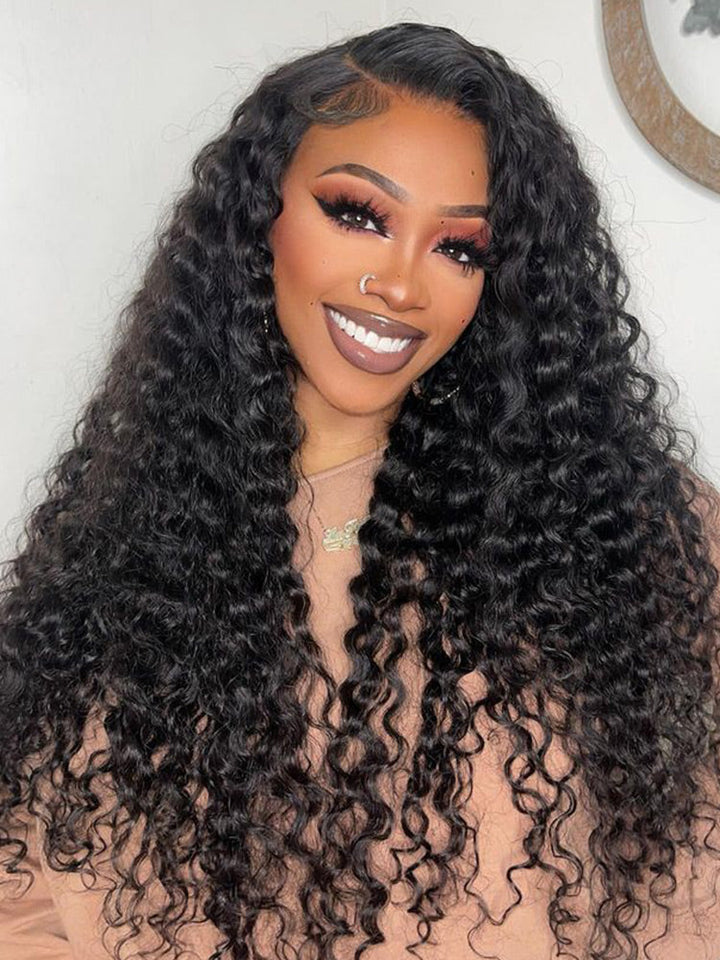 CurlyMe Pre-cut 9x6 Lace M-cap Wear Go Glueless Mini Knots Water Wave Hair HD Lace Front Wig Pre-plucked