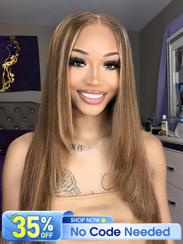 [Clearance Sale] Highlights Ombre 6x4 Lace Wear Go Straight Glueless Wigs Pre Cut Lace Wig