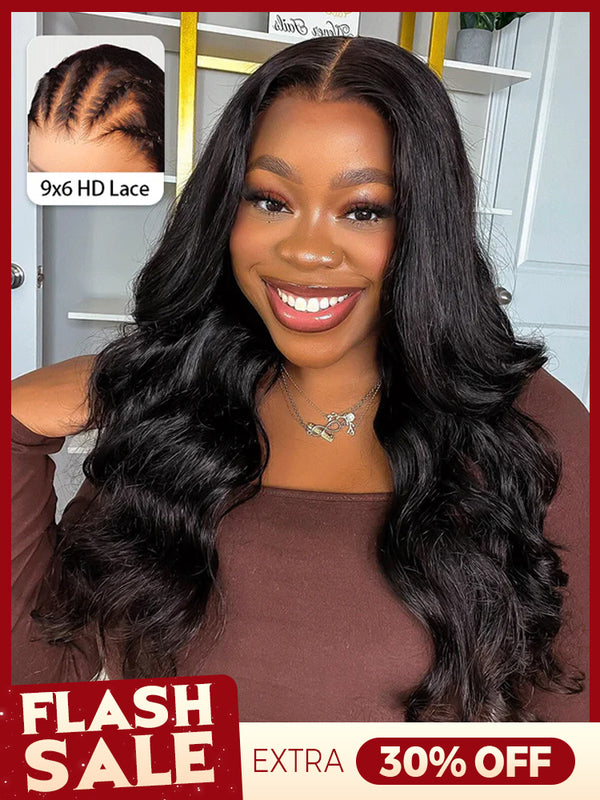 CurlyMe 9x6 HD Lace M-cap Wear Go Glueless Mini Knots Body Wave Hair Pre-cut Lace Front Wig Pre-plucked