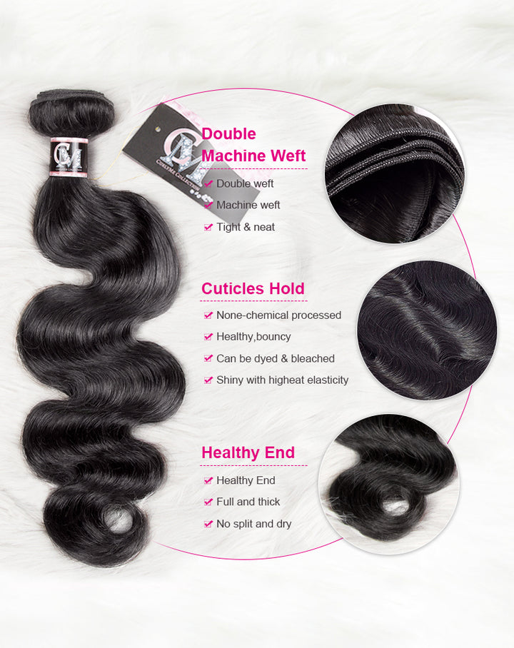 CurlyMe Body Wave Human Hair 4 Bundles with 4x4/5x5 Lace Closure