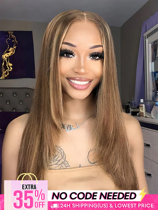 [Clearance Sale] Highlights Ombre 6x4 Lace Wear Go Straight Glueless Wigs Pre Cut Lace Wig
