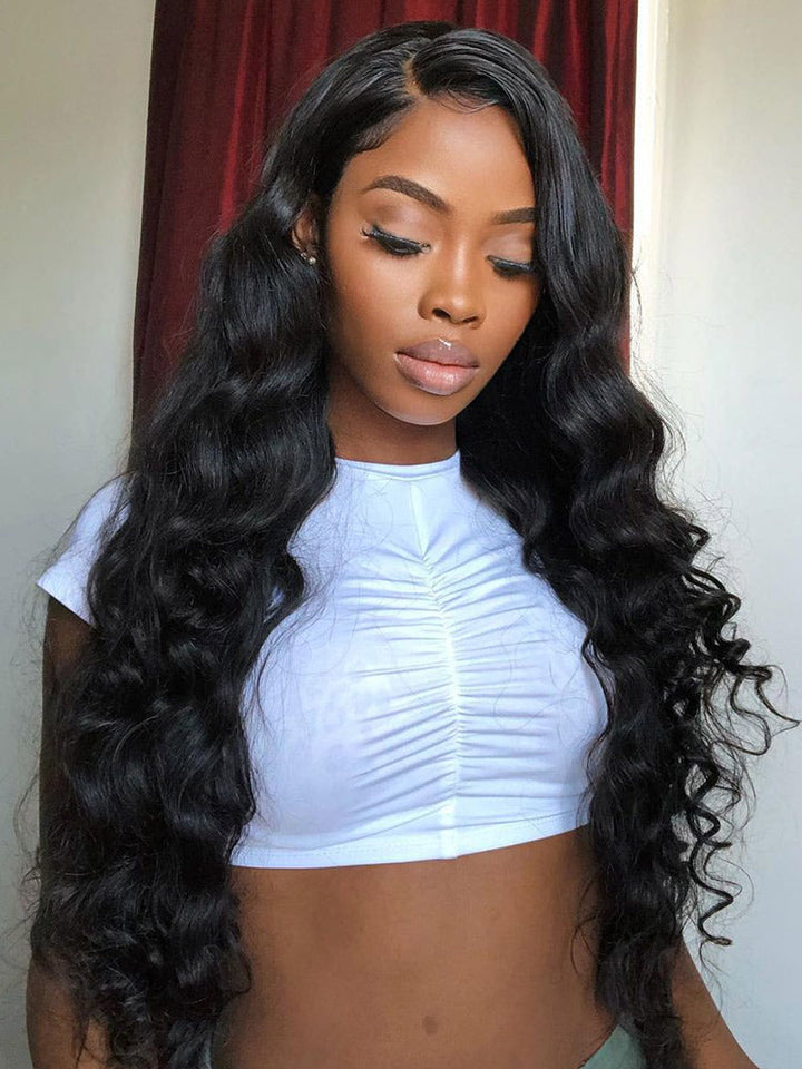 CurlyMe 9x6 HD Lace M-cap Wear Go Glueless Mini Knots Body Wave Hair Pre-cut Lace Front Wig Pre-plucked