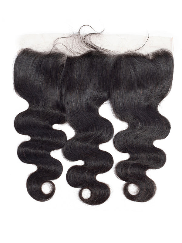 CurlyMe Body Wave Human Hair 13x4 Lace Frontal Natural Black