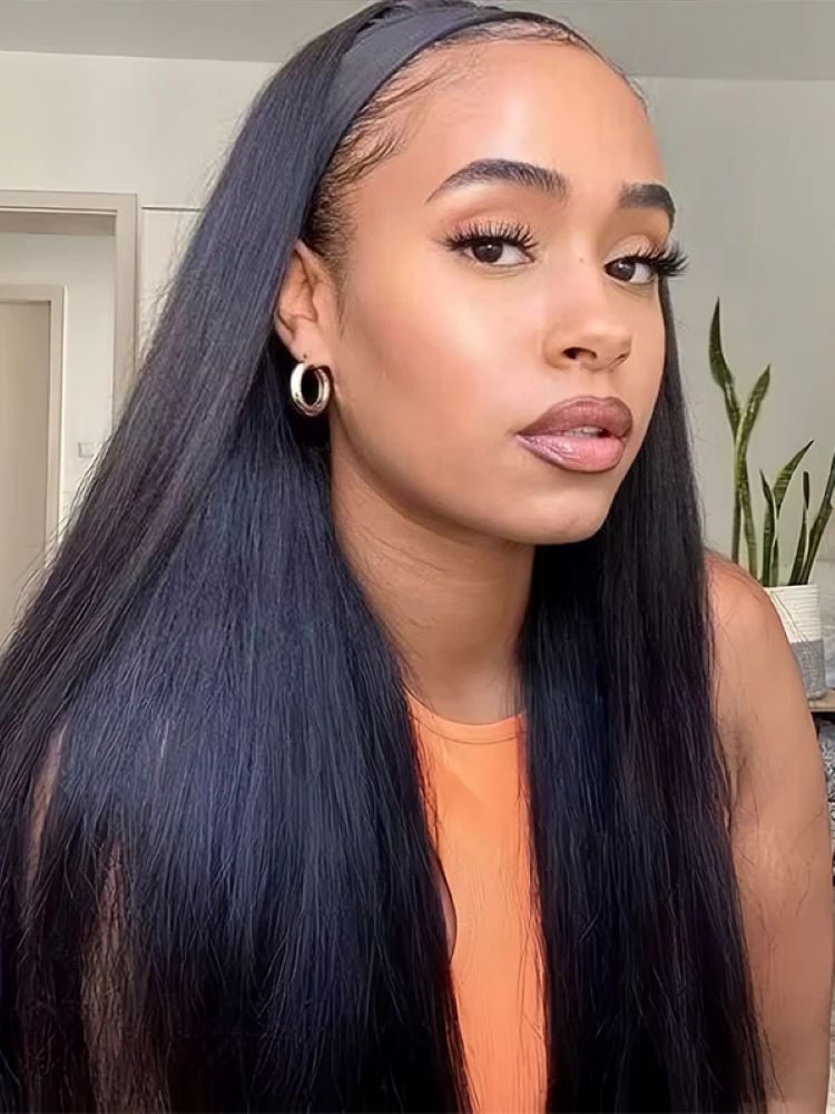 headband buss down wig long length wig