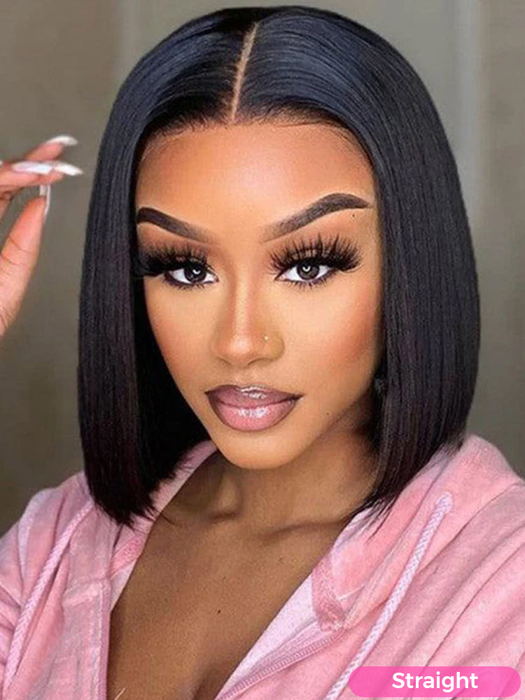 Human Hair Bob Wig HD Lace Front Glueless Pre Plucked Wear and Go Wear and Go Glueless Bob Wig Human Hair Pre Plucked Pre Cut  main image 4