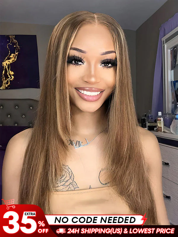 [Clearance Sale] Highlights Ombre 6x4 Lace Wear Go Straight Glueless Wigs Pre Cut Lace Wig