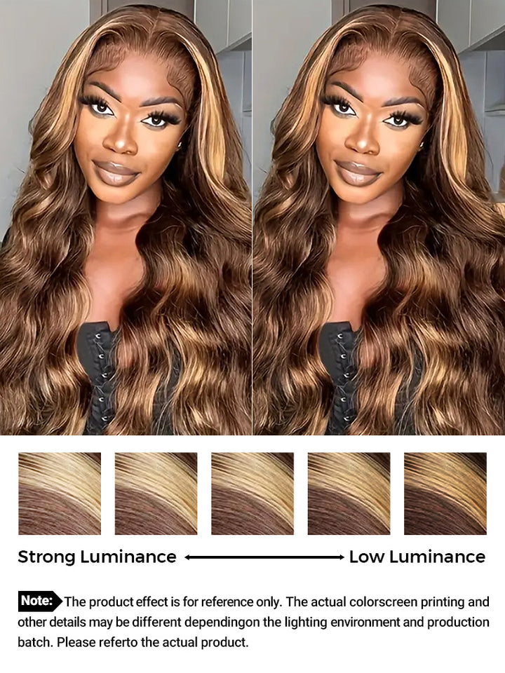 CurlyMe Highlights Ombre 6x4 HD Lace Wear Go Body Wave Glueless Wigs Pre Cut Lace Wig