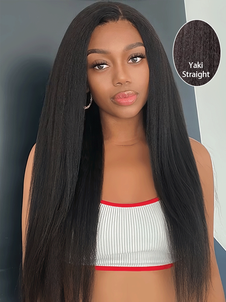 light yaki straight kinky straight wig