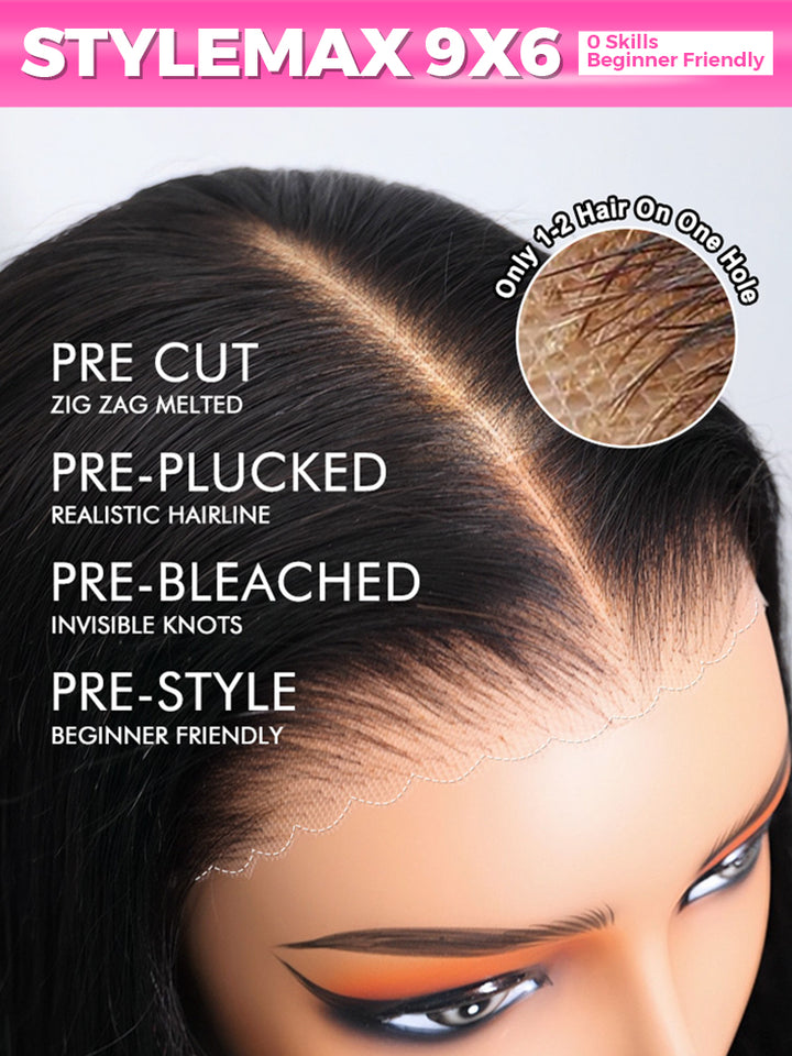 CurlyMe M-Cap 9x6 Blow Out Wear Go Glueless Wig 250% Density Layered Cut HD Lace Wig
