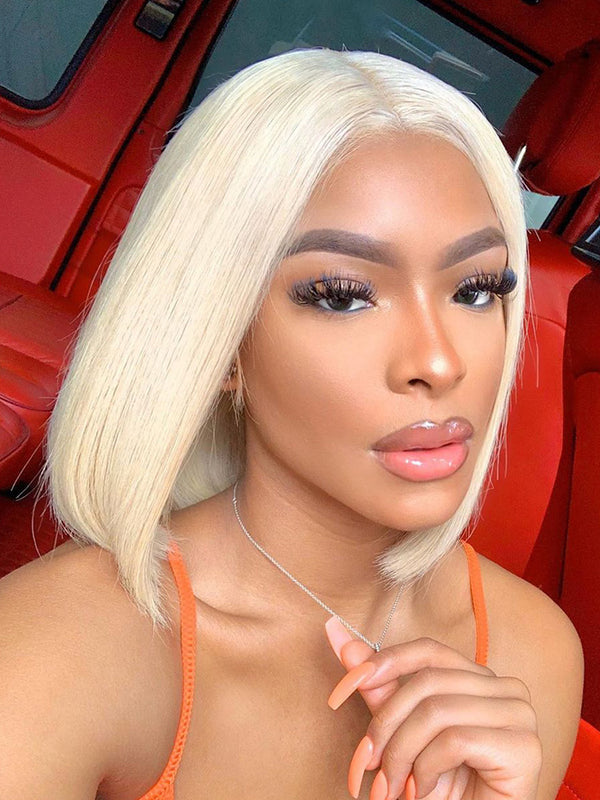 16 Inch Wig Blonde Straight 13x4 Lace Font Bob Wigs