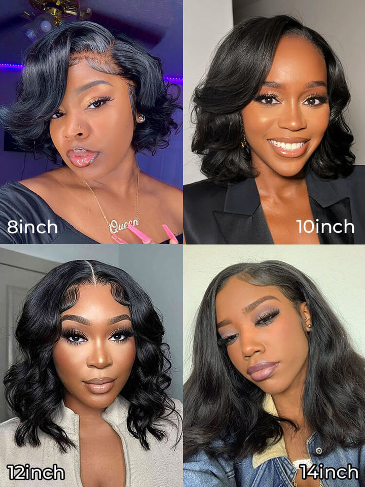 CurlyMe Pre-bleached Body Wave Hair Wear Go Bob Wig 7x5 Pre-cut HD Lace Pre-plucked