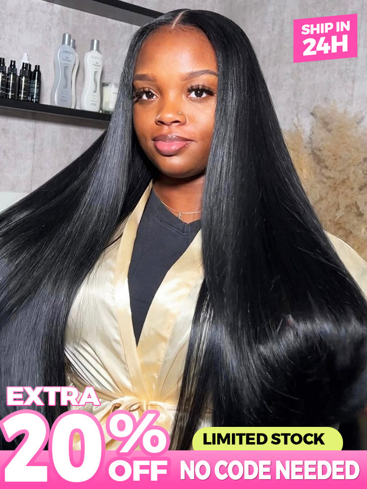 CurlyMe Pre-bleached Most Like Real Hair Glueless Straight Human Hair HD Lace Wig Pre-plucked