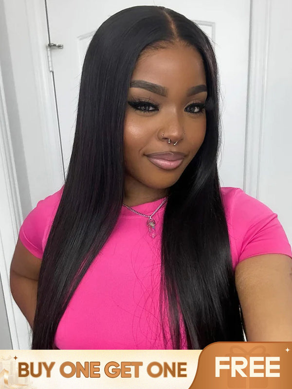 CurlyMe 9x6 HD Lace M-cap Wear Go Glueless Mini Knots Straight Hair Pre-cut Lace Front Wig Pre-plucked