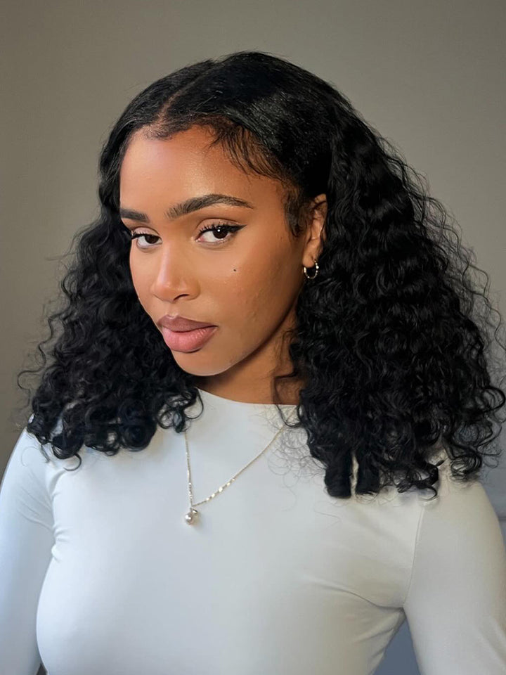 CurlyMe Pre-bleached Wear Go Glueless Wig 7x5 Pre-cut HD Lace Burmese Curly Human Hair