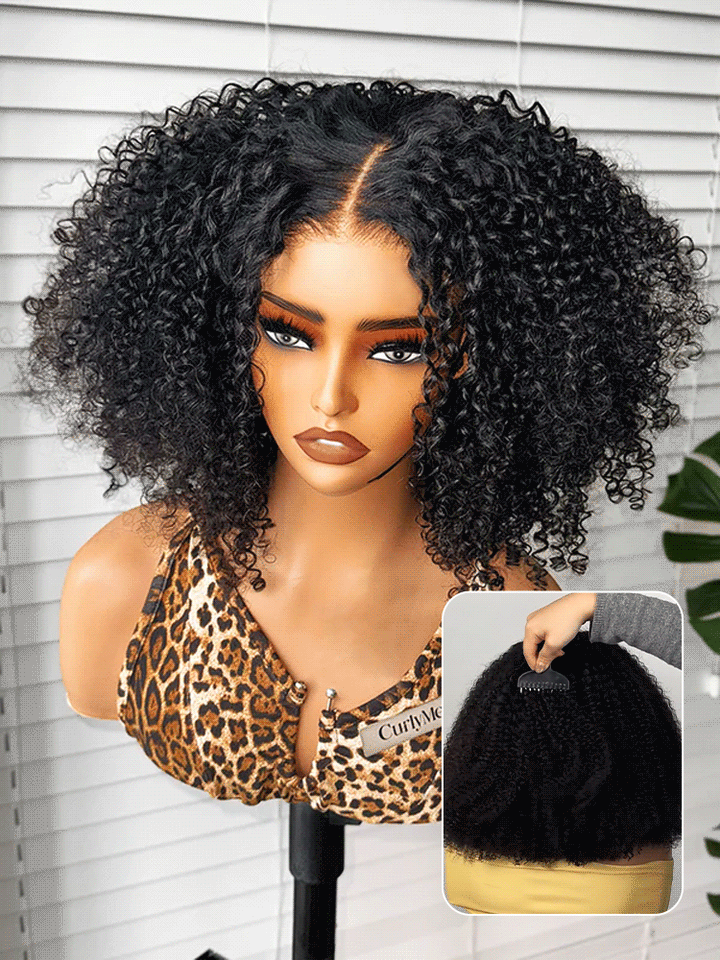ヘアアクセサリー Seven colors Afro Kinky Curly Pre-cut HD Lace Wear Go Glueless Wig - CurlyMe Hair