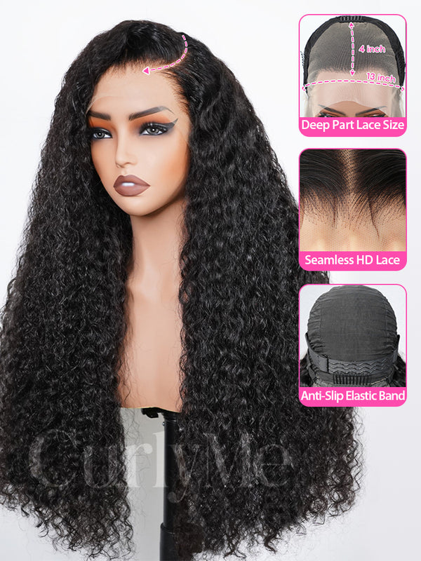 CurlyMe 13x4 Swiss HD Lace/Transparent Lace Wigs Pre-bleached Water Wave Hair Lace Front Wigs