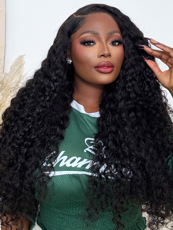 CurlyMe 13x4 Swiss HD Lace/Transparent Lace Wigs Pre-bleached Water Wave Hair Lace Front Wigs