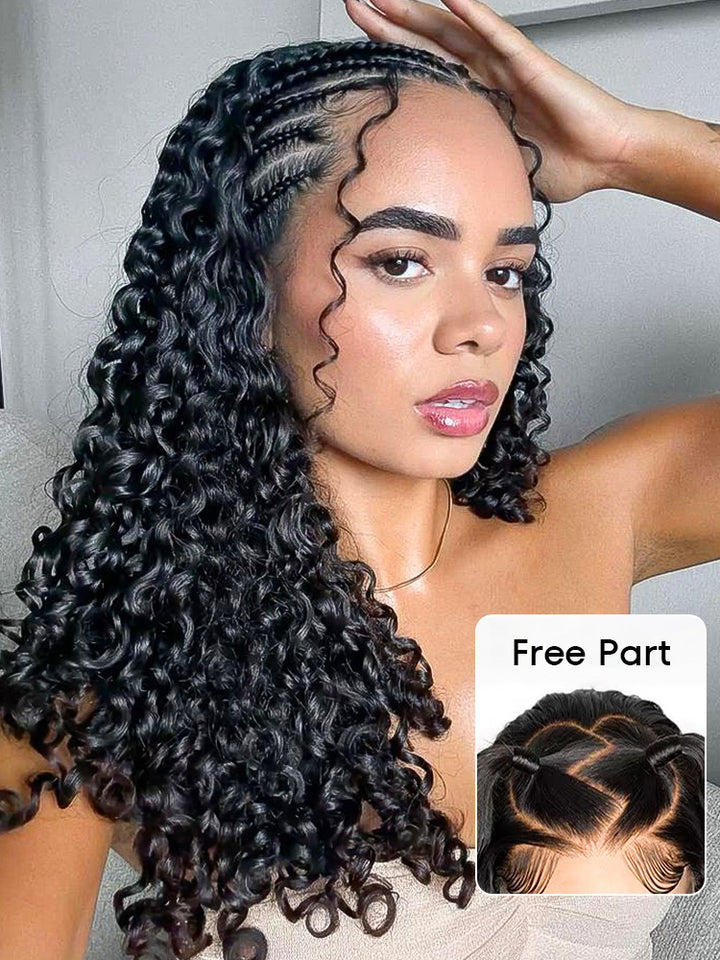 CurlyMe Pre Bleached Knots Burmese Curly Hair 13x6 HD Lace Frontal Wig With Elastic Drawstring Wear Go Wig