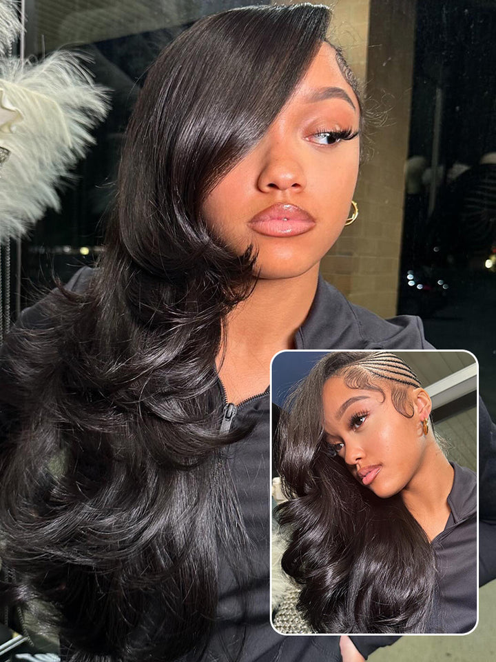 CurlyMe Virgin Human Hair Pre plucked 13x6 Lace Front Wigs Body Wave Hair