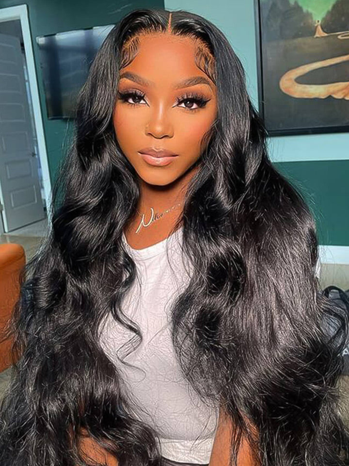 CurlyMe Virgin Human Hair Pre plucked 13x6 Lace Front Wigs Body Wave Hair