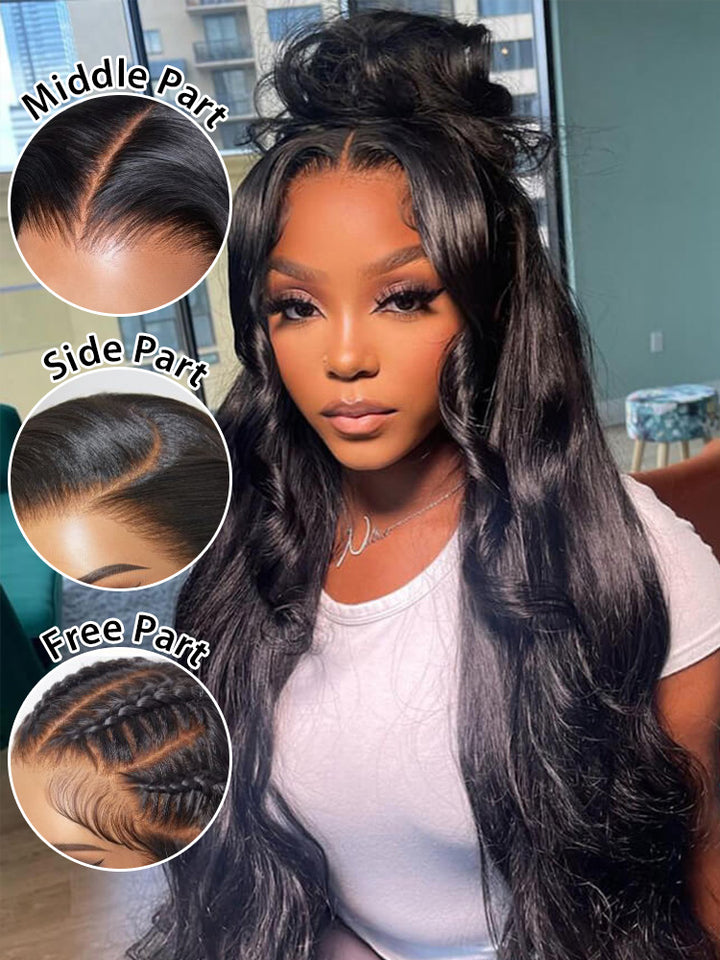 CurlyMe Virgin Human Hair Pre plucked 13x6 Lace Front Wigs Body Wave Hair