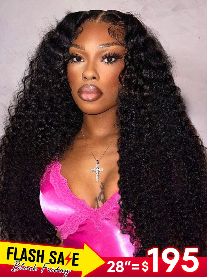 CurlyMe Deep Wave Long Hair 13x6 Lace Front Wigs Pre Plucked With Baby Hair